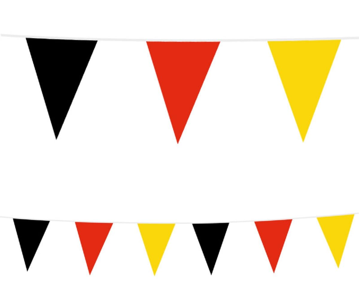 JUNG Wimpelkette 10m mit 25 Deutschland Flaggen Schwarz Rot Gold – EM 2024 Fußball Fanartikel Set für Damen Herren Kinder – Outdoor Party Auto Deko Kette Fanpaket Fanartikel Deutschland