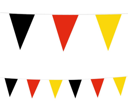 JUNG Wimpelkette 10m mit 25 Deutschland Flaggen Schwarz Rot Gold – EM 2024 Fußball Fanartikel Set für Damen Herren Kinder – Outdoor Party Auto Deko Kette Fanpaket Fanartikel Deutschland